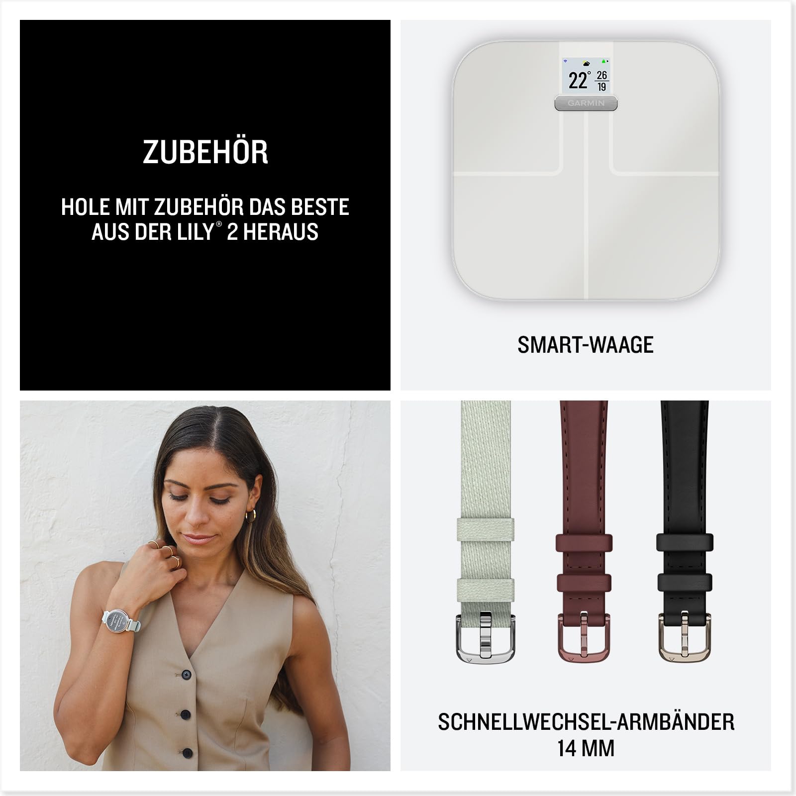 Garmin Lily 2 35mm Fashion-Smartwatch, 0,9" Touchdisplay, 15+ Sport-Apps, Fitness- & Gesundheitsdaten, 5 Tage Akku