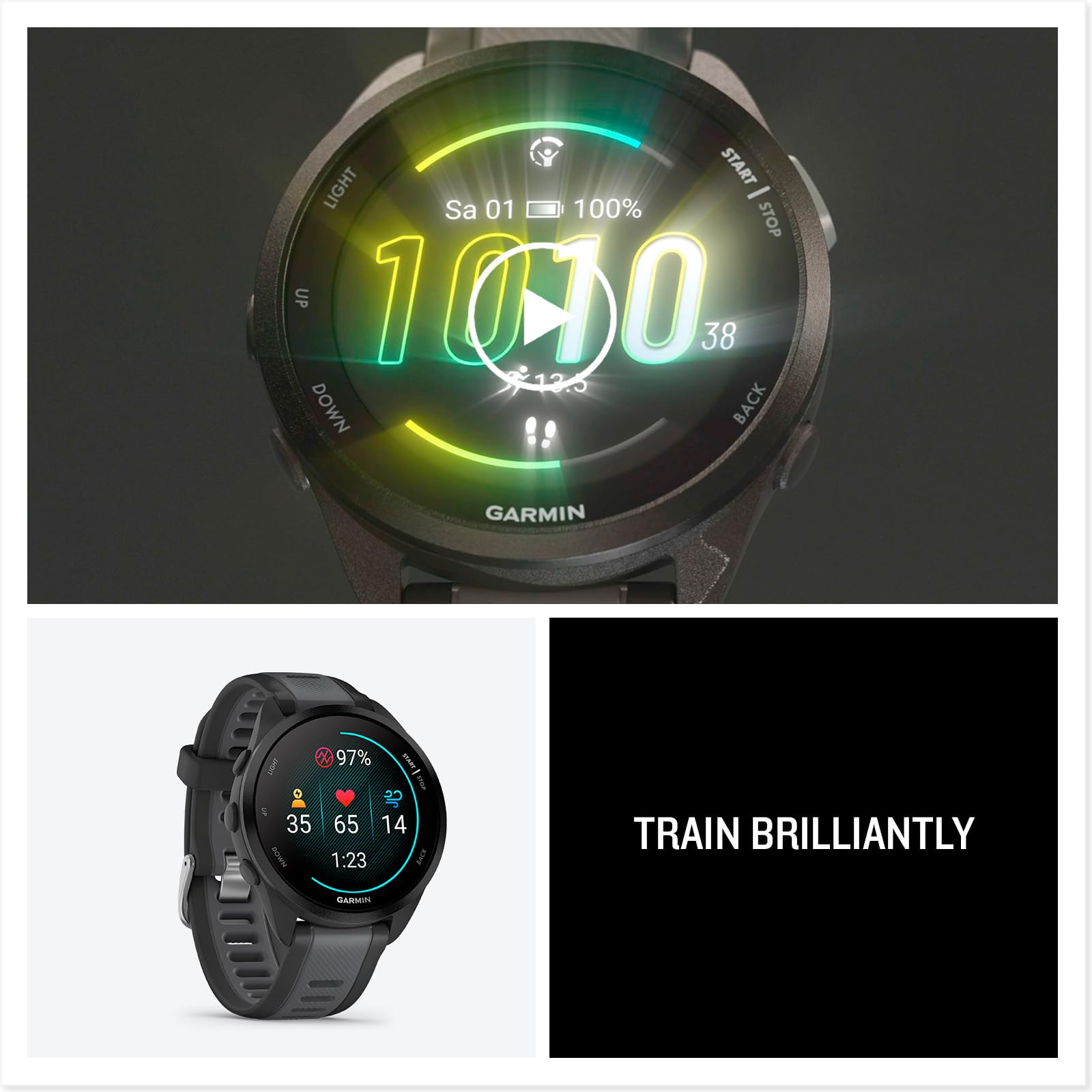 Garmin Forerunner 165 43mm Lauf-Smartwatch, 1,2" AMOLED, 25+ Sport-Apps, Trainingsempfehlungen, bis 11 Tage Akku