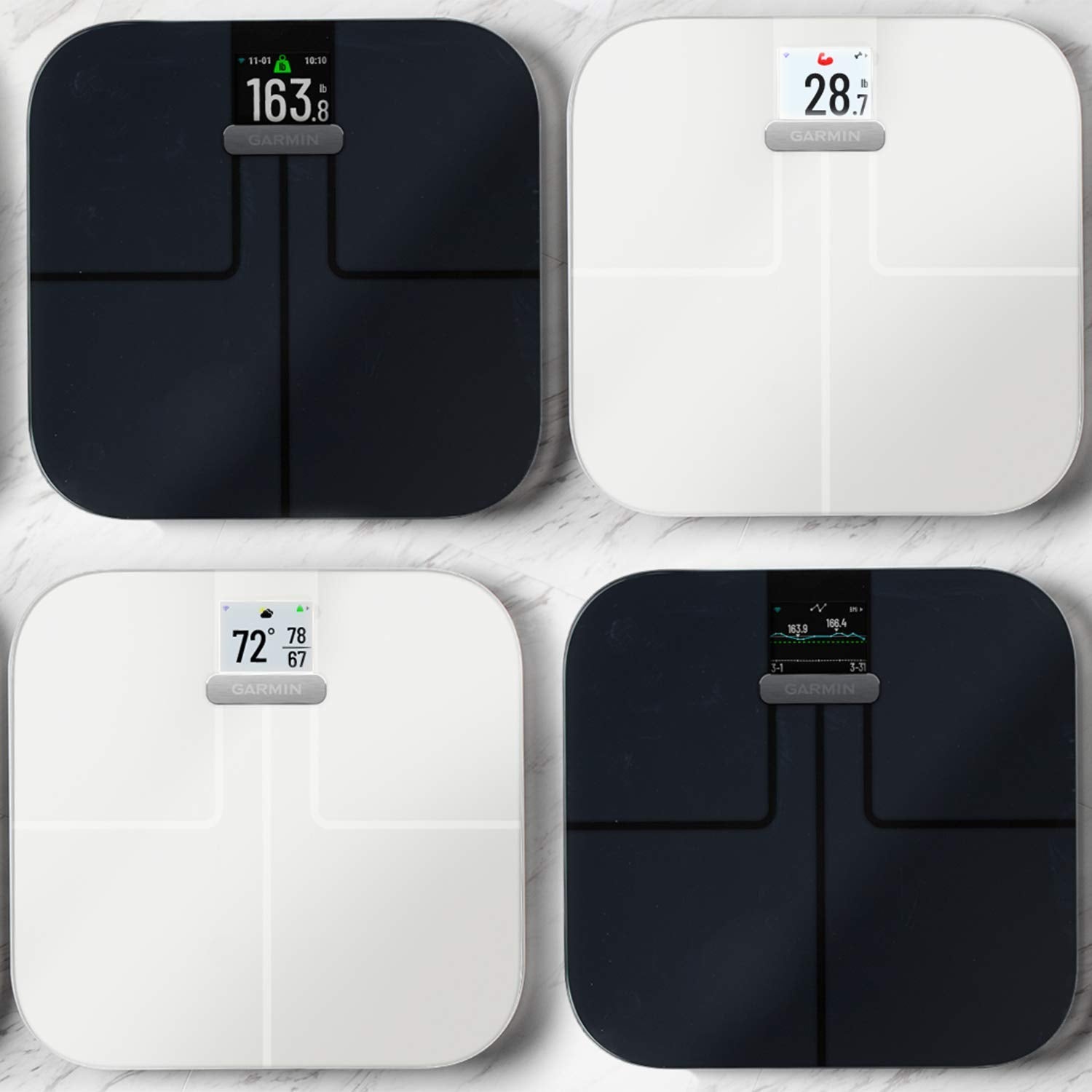 Garmin Index S2 Smart Waage, Gewicht, Fettanteil, Muskelmasse, BMI, WLAN, Garmin Connect, bis 16 Nutzer speicherbar