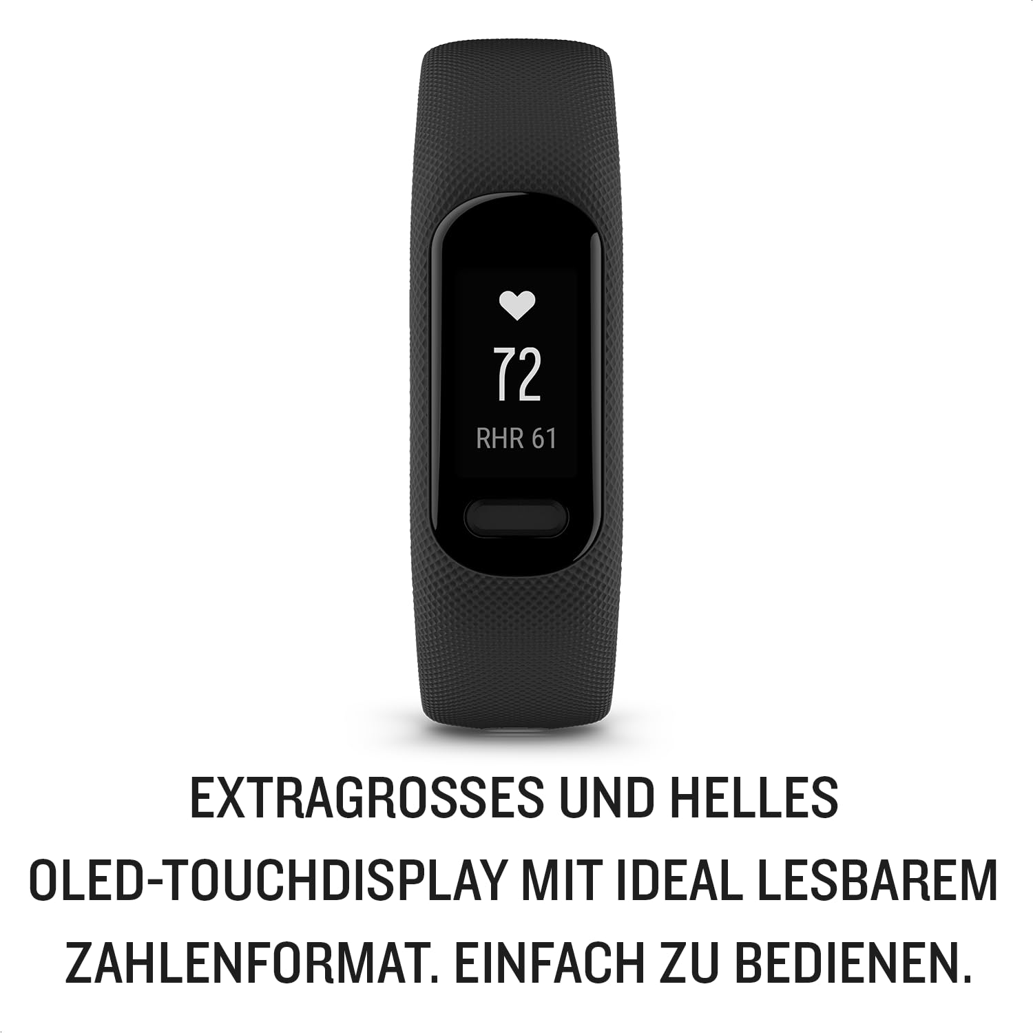 Garmin vívosmart 5 Fitness-Tracker, OLED-Touchdisplay, Schlaf- & Herzfrequenzmessung, Notfallhilfe, 7 Tage Akkulaufzeit