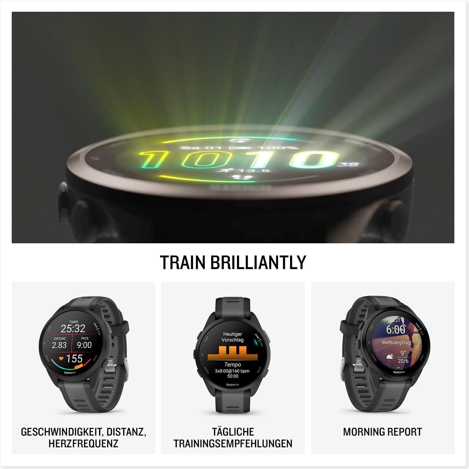 Garmin Forerunner 165 43mm Lauf-Smartwatch, 1,2" AMOLED, 25+ Sport-Apps, Trainingsempfehlungen, bis 11 Tage Akku