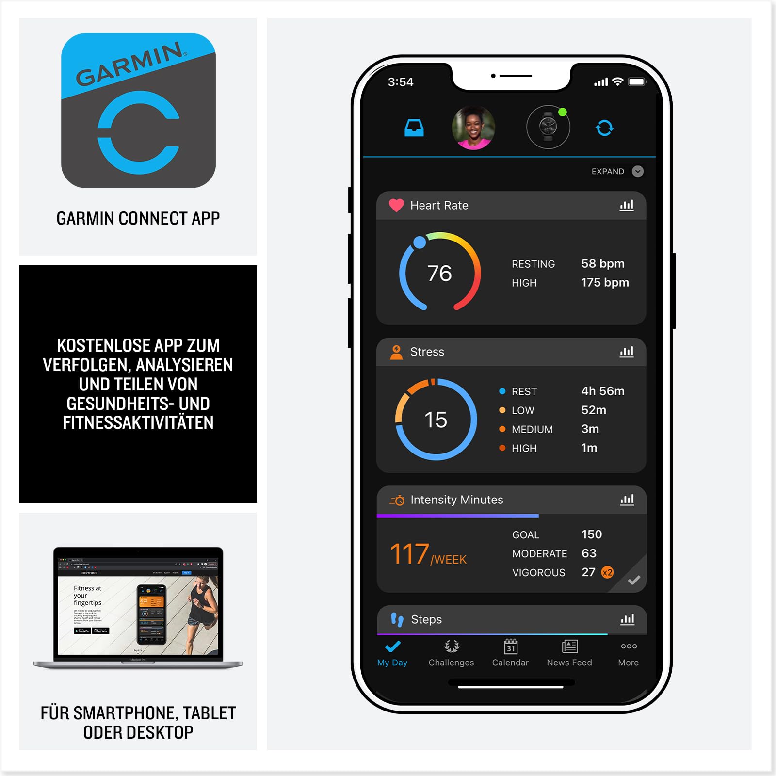 Garmin Lily 2 35mm Fashion-Smartwatch, 0,9" Touchdisplay, 15+ Sport-Apps, Fitness- & Gesundheitsdaten, 5 Tage Akku