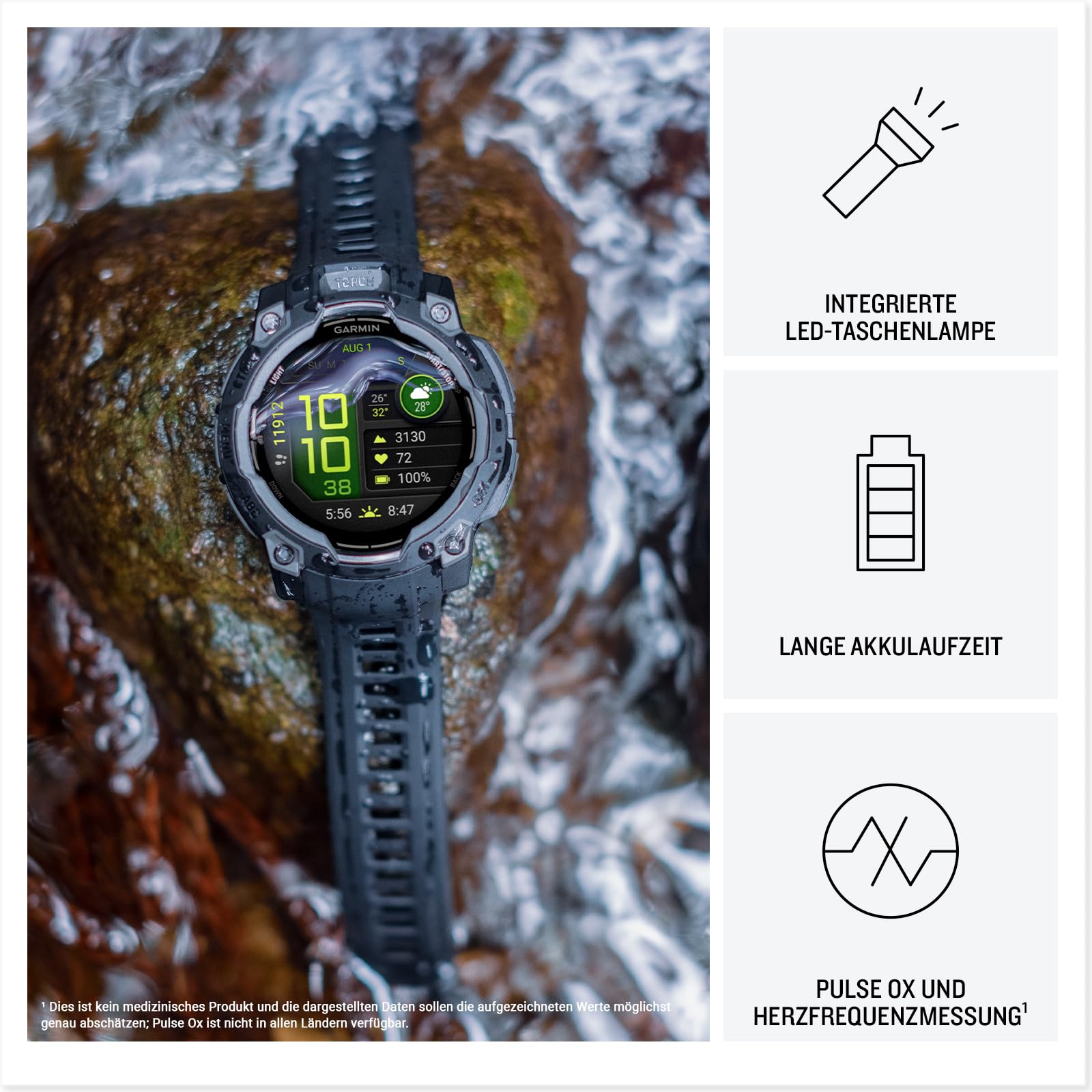 Garmin Instinct 3 50mm AMOLED (renewed), GPS-Multisportuhr, 1,3" AMOLED, 80+ Sport-Apps, bis 24 Tage Akku, Health Coach
