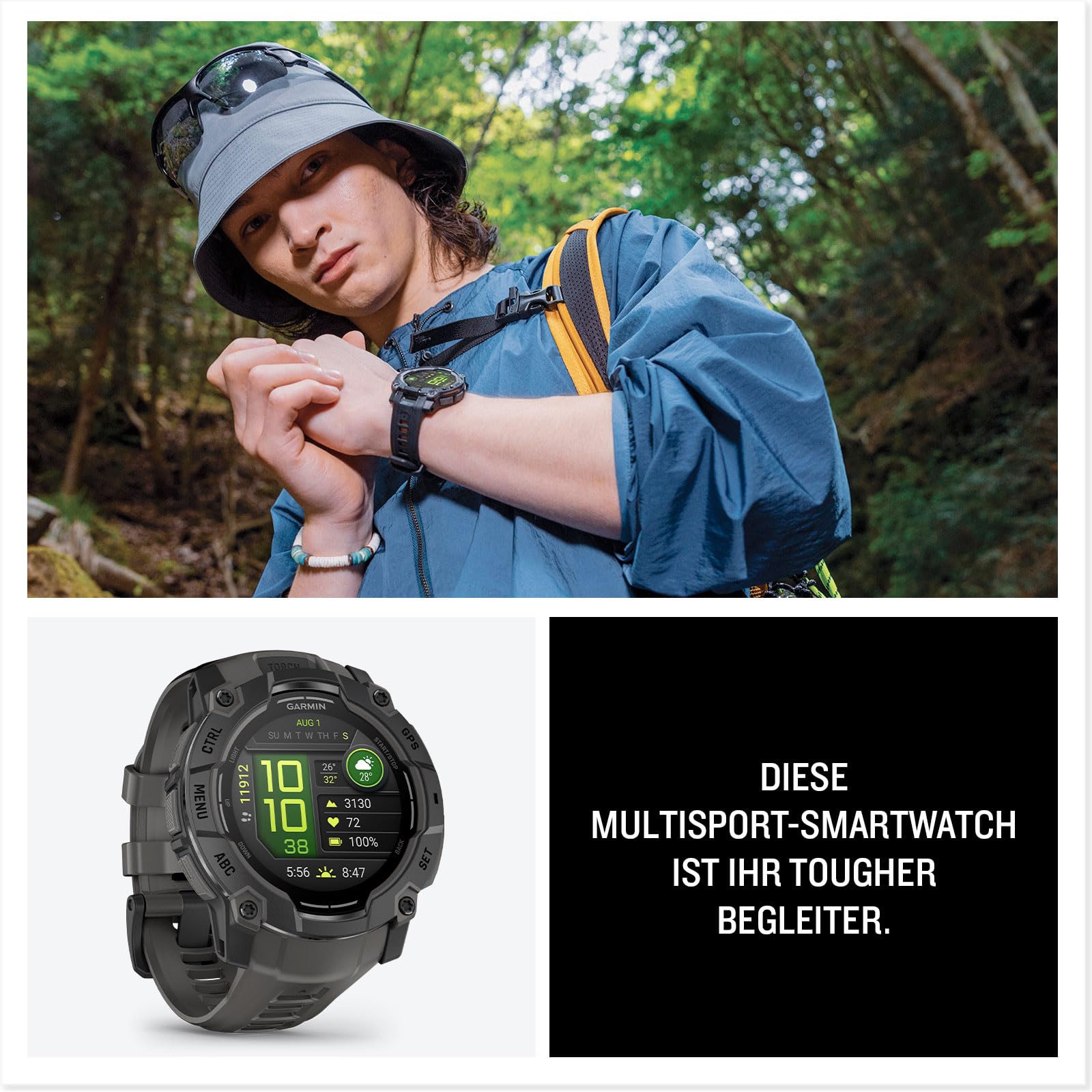 Garmin Instinct 3 50mm AMOLED (renewed), GPS-Multisportuhr, 1,3" AMOLED, 80+ Sport-Apps, bis 24 Tage Akku, Health Coach