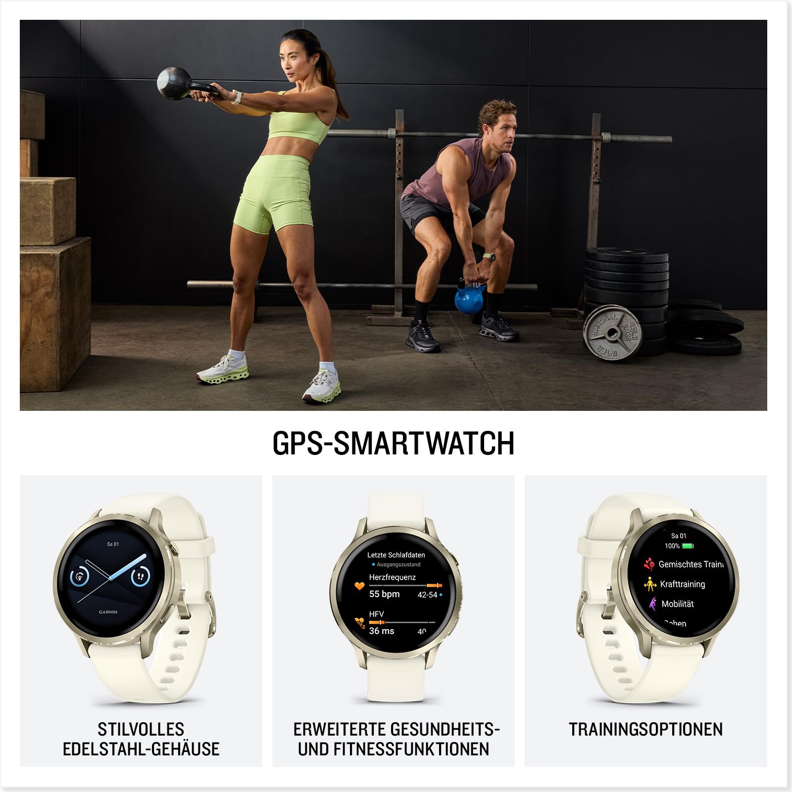 Garmin Venu 4 41mm Fitness-Smartwatch, 1,2" AMOLED, 80+ Sport-Apps, EKG, Fitness Coach, Telefonie, Taschenlampe, 10 Tage