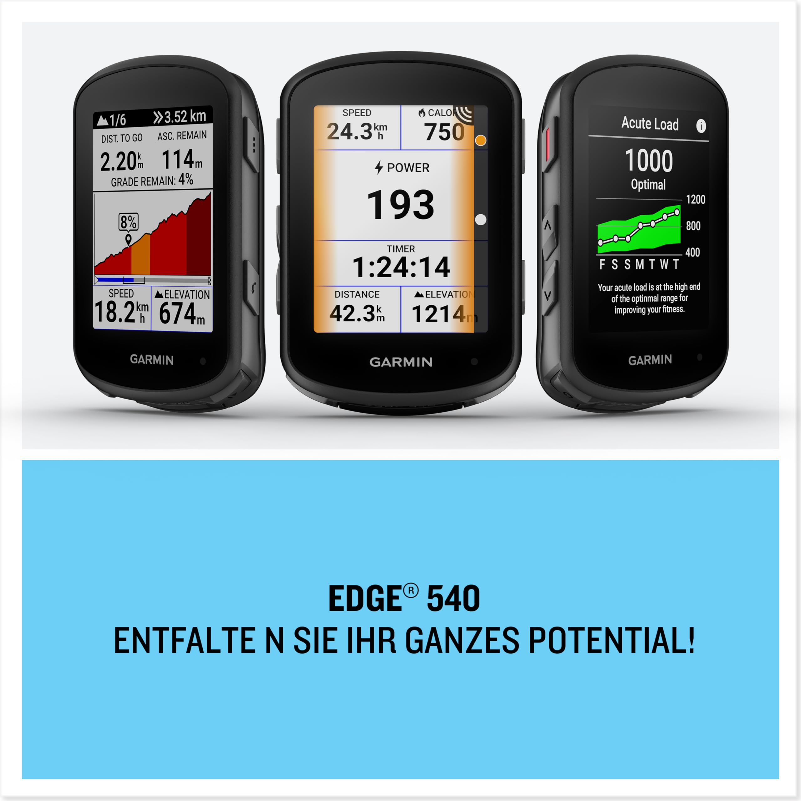 Garmin Edge 540 GPS-Fahrradcomputer, 2,6" Farbdisplay, EU-Karten, Leistungsdaten, Tastenbedienung, bis 26 Std Akku