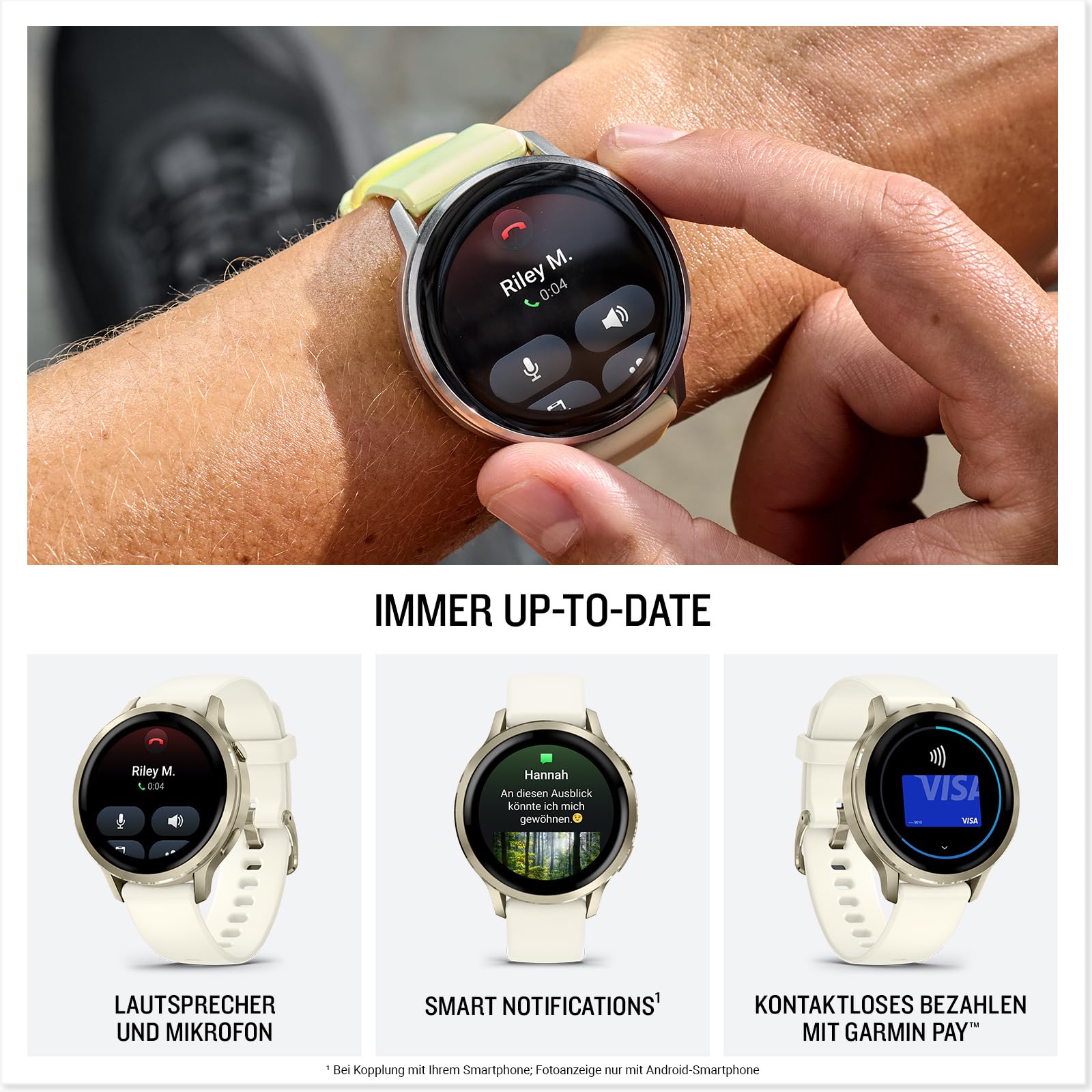 Garmin Venu 4 41mm Fitness-Smartwatch, 1,2" AMOLED, 80+ Sport-Apps, EKG, Fitness Coach, Telefonie, Taschenlampe, 10 Tage