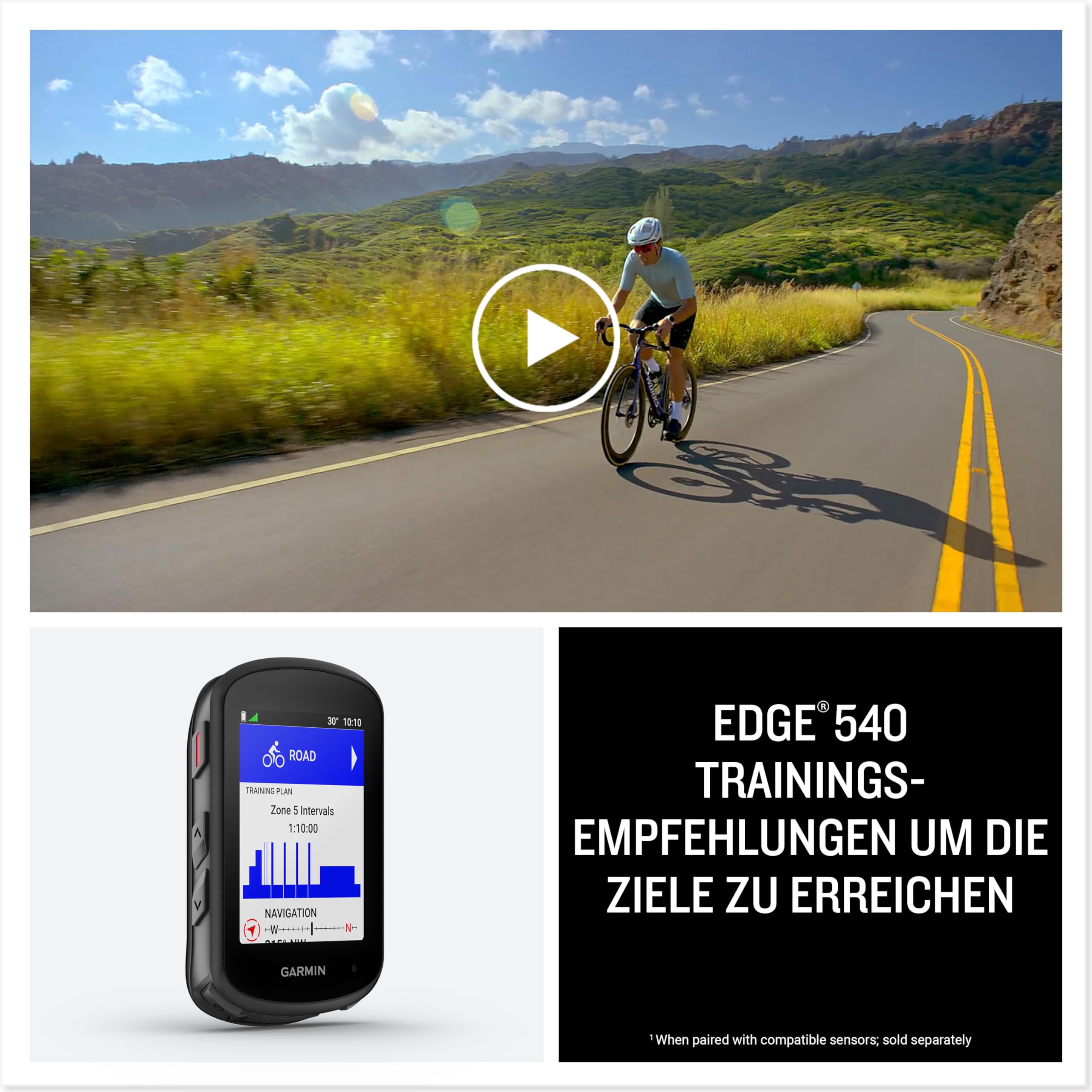 Garmin Edge 540 GPS-Fahrradcomputer, 2,6" Farbdisplay, EU-Karten, Leistungsdaten, Tastenbedienung, bis 26 Std Akku